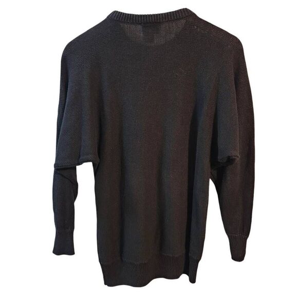 Vintage 80's Here's A Hug black sweater sequin hearts beaded dangle size small - Picture 4 of 5